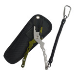 Aluminum Alloy Fishing Pliers mix with Titanium Carbo-Nitride Coating Hook Removers, Braid Cutters Saltwater Split Ring Fishing Tool with Sheath and Lanyard