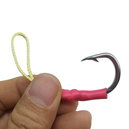 Fishing Assist Hooks with PE Line - Stainless Steel Jigging Jig Hooks Tackle Military Grade Braid Assist Cords Butterfly Freshwater Saltwater