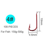 Small Size Red Hook Barbed Fishhook High Carbon Steel Fishing Hooks
