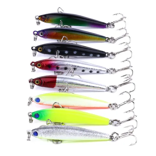 Wholesale Minnow fishng lures with 10# treble hooks 3D eyes artificial bait bass fishing bait carp fishing tackle ,5cm/1.96 3.3g/0.11oz