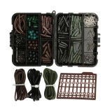 187Pcs/set Carp Fishing swivels Set Carp Tubes Safety Clips Hooks Swivels Kit Hair rigs With Hard Plastic Tackle Box