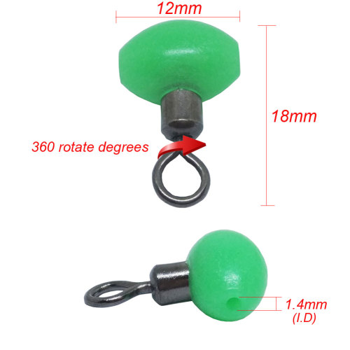 wholesale 3 way fishing swivel with luminous bead sea swivel fishing