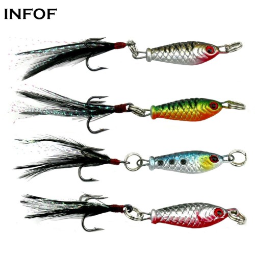 2.5CM/4G Mini Fish Lead Sinker with Treble Hooks Jig Head Hooks Metal Trout Baits Saltwater Fishing Lures