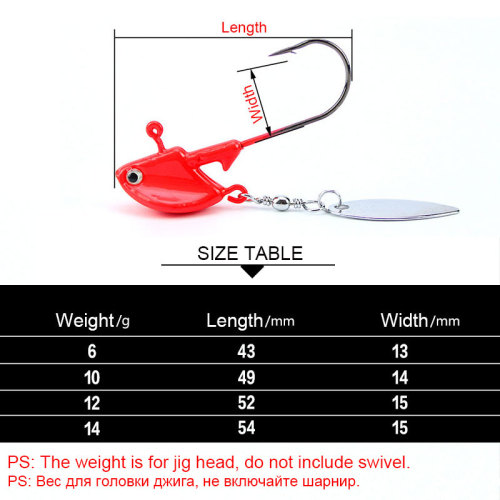 Jig Hook Jighead Fishing Hooks 6g 10g 12g 14g Fishing Jig Head Jigging Worm Hook Single Blade