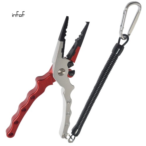 Aluminum Fishing Pliers, Stainless Steel Hook Removers Pliers, Rustproof Saltwater Split Ring Tool & Braid Line Cutters with Sheath and Lanyard