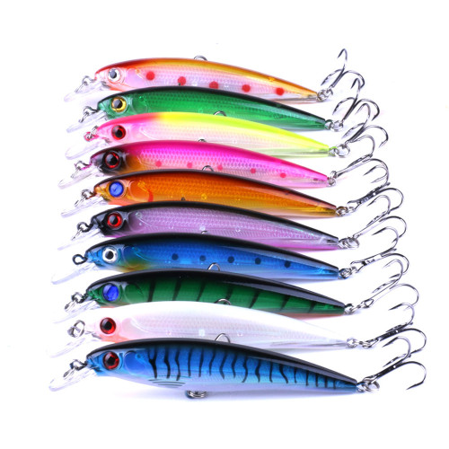 Plastic Laser Minnow Fishing bait with steel beads inside ,4# treble hook, hard Fishing lures,4.33 /11cm,0.47oz/13.4g