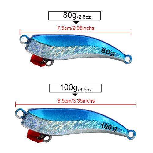 Lead Jig Head 80g 100g Trolling Jigs with Squid Skirts 2 Single-assist Hooks Jigging Saltwater Fishing Lure