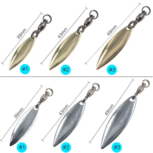 Willowleaf Spinner blades+ Ball Bearing Swivels with Split Rings Trolling Fishing Lures Accessories Spinnerbaits