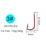 Small Size Red Hook Barbed Fishhook High Carbon Steel Fishing Hooks