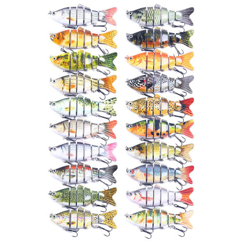 Multi Jointed Fishing Lure 3D Eyes 6-Segment Lifelike Fishing Swimbait Crankbait With 2 Hook Fishing Baits