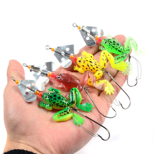 6g/7cm Soft Frog Lure with Spinner Buzzbaits Selicone Bait Top Water Bass Carp Fishing Bait
