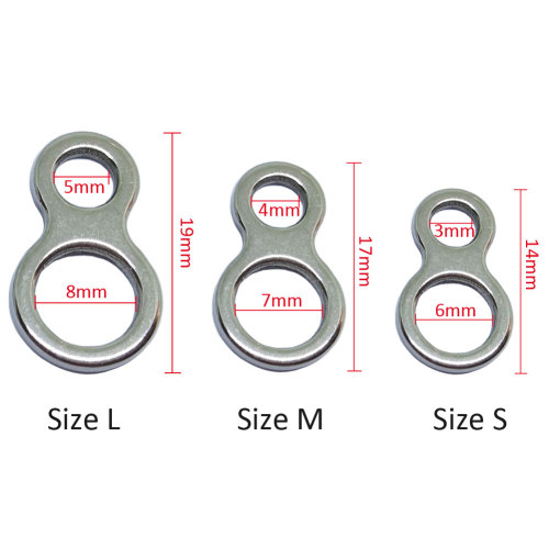 Double Solid Rings Swivel Stainless Steel 8 Shape Loops Fishing Connector for Trolling Jigs Hook Saltwater Fishing