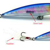 Minnow fishing lures steel beads inside ,3D Eyes, 6# treble hooks fishing Wobblers crankbait carp fishing Tackle