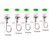 Jig Head Fishing Hooks Set 1.5g-10g Lead Jighead Fishhooks Jigging Hook Unpainted Worm Circle Hook for Carp Fishing