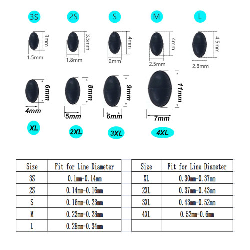 Rubber fishing oval stoper,fishing stop black fishing beads