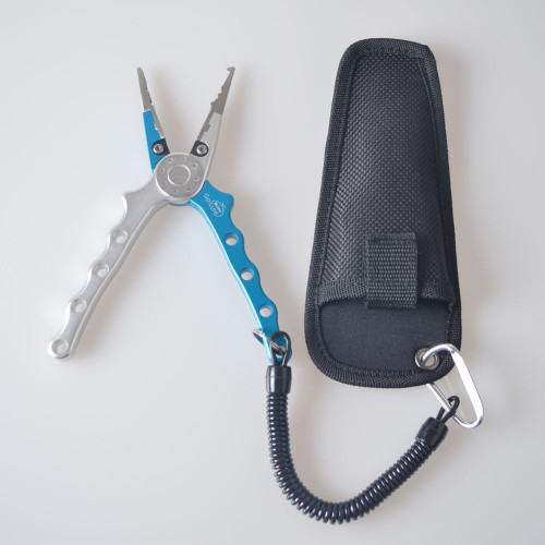 Aluminum Fishing Pliers Braid Cutters Split Ring Pliers Hook Remover Fish Holder with Sheath and Lanyard
