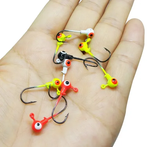Painted Jigheads Hook Round Double eye Fishing Jigs Hooks Jigging Worm Hook for Soft Bait