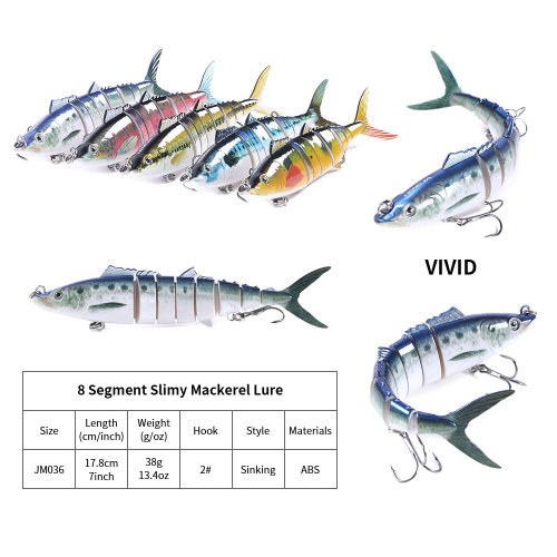 Jointed Minnow Bait 8segement Hard Plastic Fishing Lure 5colours 17.8cm-38g Artificial Fishing Set