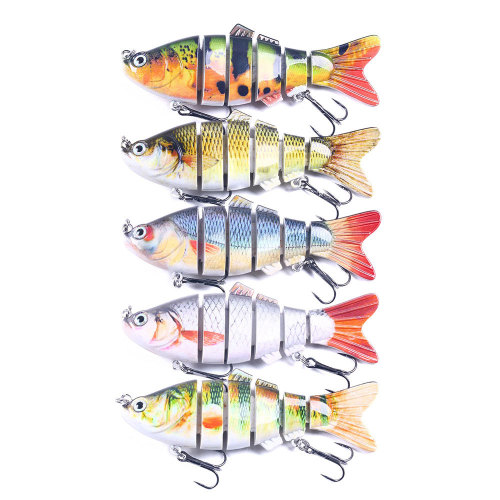 Multi Jointed Fishing Lure 3D Eyes 6-Segment Lifelike Fishing Swimbait Crankbait With 2 Hook Fishing Baits