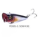 popper lures fishing lure small float plastic Popper Crank Bait fishing Lures Hard bait 5CM 4.9G 8# hooks Stick bait
