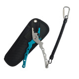 Aluminum Alloy Fishing Pliers mix with Titanium Carbo-Nitride Coating Hook Removers, Braid Cutters Saltwater Split Ring Fishing Tool with Sheath and Lanyard