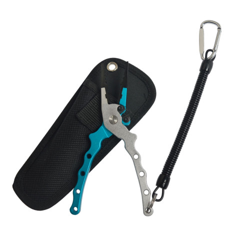 Aluminum Alloy Fishing Pliers mix with Titanium Carbo-Nitride Coating Hook Removers, Braid Cutters Saltwater Split Ring Fishing Tool with Sheath and Lanyard