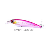 Plastic Laser Minnow Fishing bait with steel beads inside ,4# treble hook, hard Fishing lures,4.33 /11cm,0.47oz/13.4g