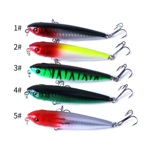 Pencil Fishing Lure Stickbait 8CM-9.1G-6# Topwater Artificial Bait Wobblers Crankbait Artificial Bait Bass Isca Pike Lures