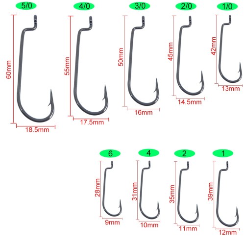 Fishing Worm Hooks for Soft Bait Carbon Steel Carp Worm Hook 6#-5/0# Mustad Fish Hooks