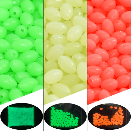 Hard Plastic Glow Oval Fishing Beads Eggs Fishing Stop Luminous Oval Stopper Night Fly Fishing Accessories pesca