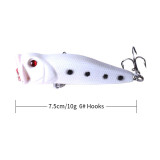 Luminous Popper Fishing Lures 7.5cm 10g Glow Hard Baits Artificial Make Bass Crankbait Wobblers Fishing bait Treble Hooks Tackle