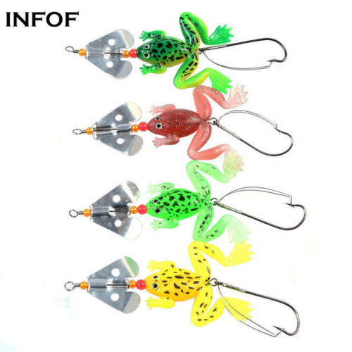 6g/7cm Soft Frog Lure with Spinner Buzzbaits Selicone Bait Top Water Bass Carp Fishing Bait