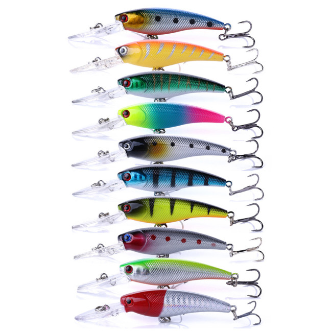 Minnow Fishing Lures Hard Plastic Bass Fishing Bait Crankbait carp Fishing Tackle with 6# treble Hooks,3.58 /9.1cm, 0.29oz/8g
