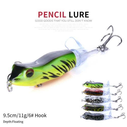 Pencil Fishing Lure Lifelike Frog Tractor Hard Plastic 9.5CM-11G Artificial Tractor Propeller Tackle