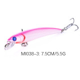 3D Eyes Minnow Fishing baits with split ring,hard plastic carp fishing lures bass fishing accessories,7.5cm/2.95 ,5.6g/0.19oz