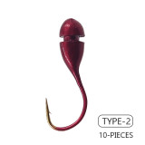 45 ° Elevation Angle Fishing Barbed Hook Red Worm Overturned Head Lifelike Lure Bait Carp Fishhooks