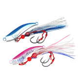 Lead Jig Head 80g 100g Trolling Jigs with Squid Skirts 2 Single-assist Hooks Jigging Saltwater Fishing Lure
