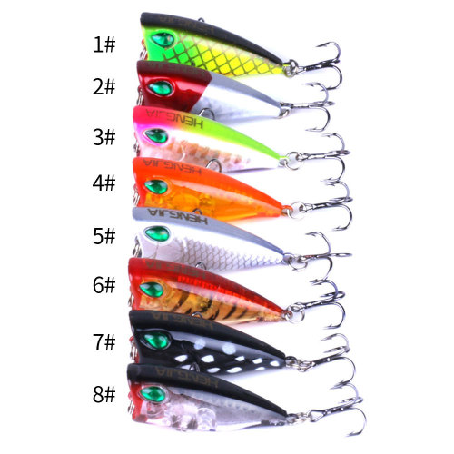 Topwater Popper Lure 4CM-3.3G-14# Stickbait Hard Bait Isca Artificial Bass Trout Pike Wobbler Fishing Tackle