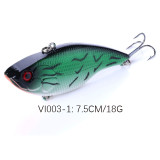 Winter VIB Fishing Lures 18g/0.635oz 7.5cm/2.95in VIBE Bait With Lead Inside Lead Fish Ice Fishing Tackle