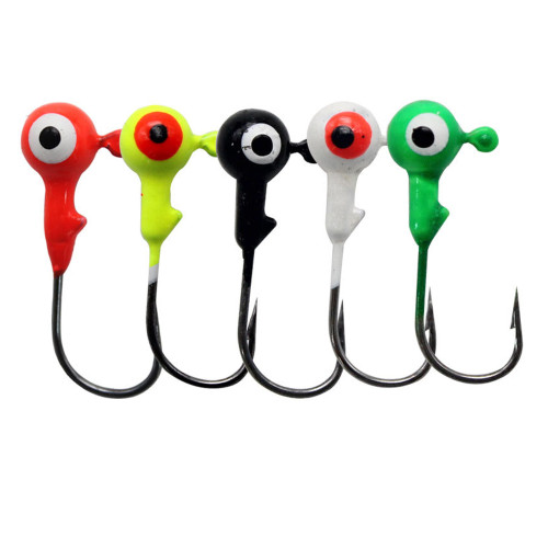 Painted Jigheads Hook Round Double eye Fishing Jigs Hooks Jigging Worm Hook for Soft Bait