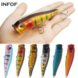 Top Water Fishing Lures Bass Hard Baits 3D Eyes Life-Like Swimbait Fishing Poppers for Freshwater Saltwater Fishing