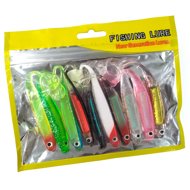 10cm/5g Soft bait Swimbait Jig Head Soft Lure 10pcs/lot handmade soft fishing lure T Tail Lure Fly Fishing Bait Wobbers Lure