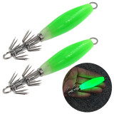 Glow in The Dark Squid Jig Hook Saltwater Fluorescent Fishing Cuttlefish Octopus Lures Night Baits