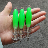 Glow in The Dark Squid Jig Hook Saltwater Fluorescent Fishing Cuttlefish Octopus Lures Night Baits