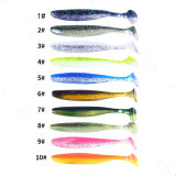 Soft  Lure Fishing Lure Shad Double Color Silicone Bait T Tail Wobblers  5cm/2in  7cm /2.8in  9cm / 3.5in