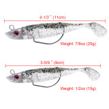 Rubber Soft bait with Jig hook , silicone bait for Ice fishing  9cm/3.5in 15g/0.53oz  11cm/4.3inch 25g/0.88oz