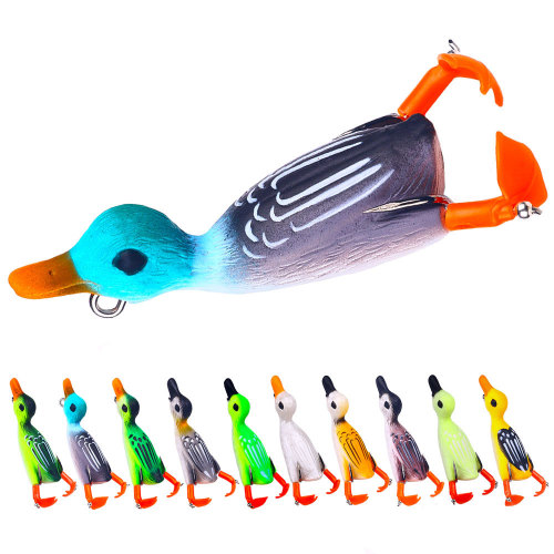 Duck Fishing Lure Ducking Fishing Frog Lure Artificial Bait Duckling 3D Eyes Fishing Baits Bass Carp Pike Fishing 8cm/3.15 10g/0.35oz