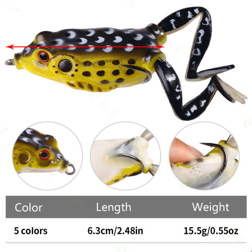 5 Pcs/set Frog Shape Topwater Lure Silicone Bait Thunder Fishing Soft Lure  Artificial Bait Wobbler  5.5cm/2.2in 15.5g/0.55oz