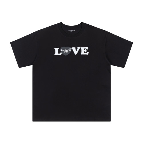 2024 CARHARTT 1:1High Quality Love Printed Round Neck Black T-Shirt