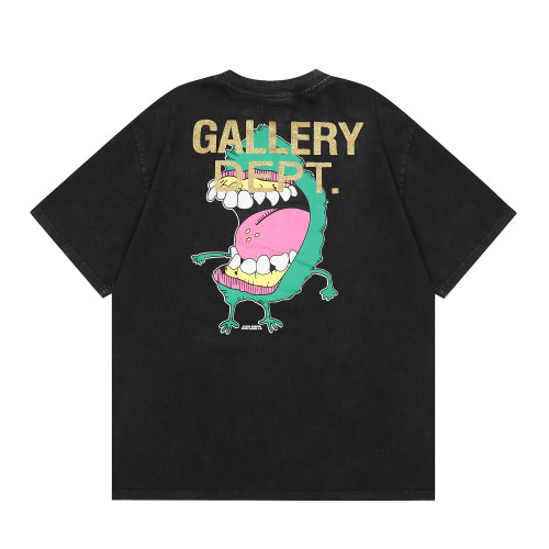 2024 GALLERY DEPT  1:1High Quality Big Mouth Printed Retro Black T-Shirt